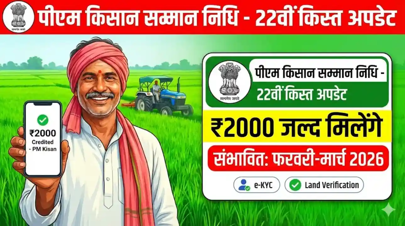 PM Kisan 22nd Installment Date : किसानों के लिए बड़ी खबर! जानें कब आएगी 22वीं किस्त और ₹2000 पाने के लिए क्या है जरूरी